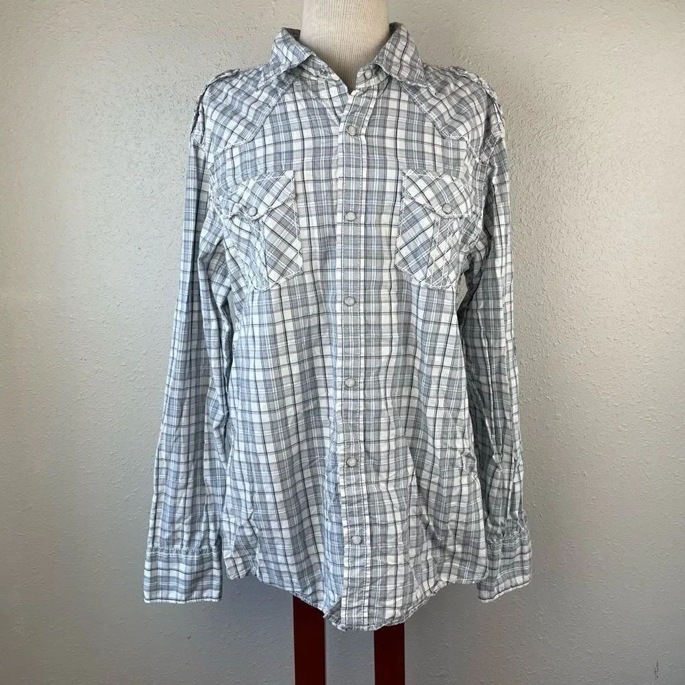 BKE SlimĀ Fit Pearl Button Snap DownāShirtāSizeāXLāEUC